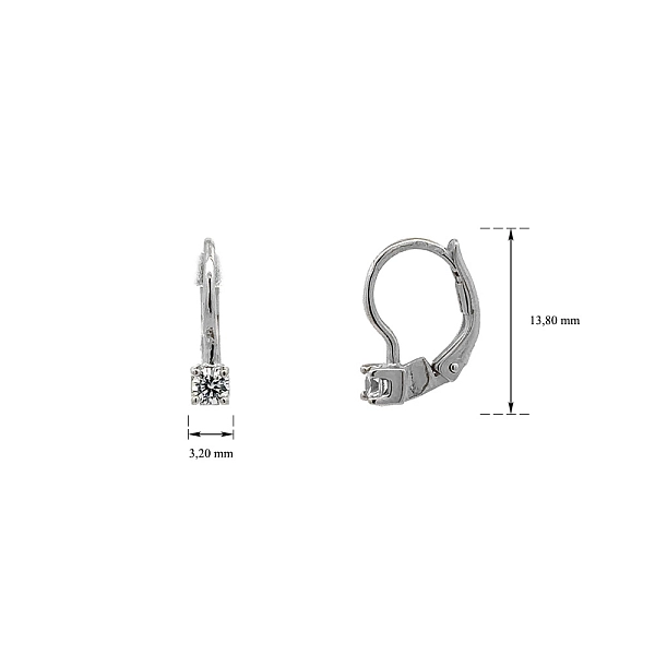 Khuyên tai bằng vàng trắng đính đá zircon trắng