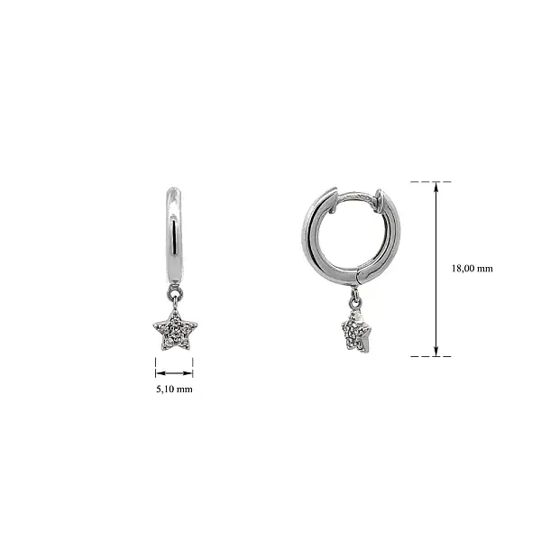 Vòng tai hình sao biển đính đá zircon trong vàng trắng