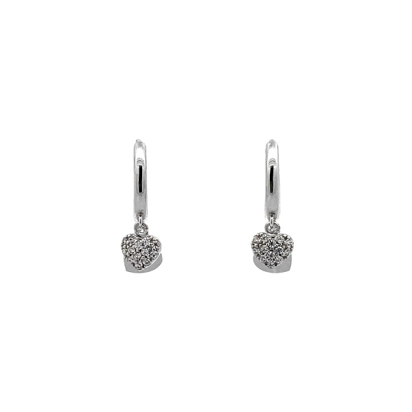 Vòng tai tròn với đá zircon trắng vàng