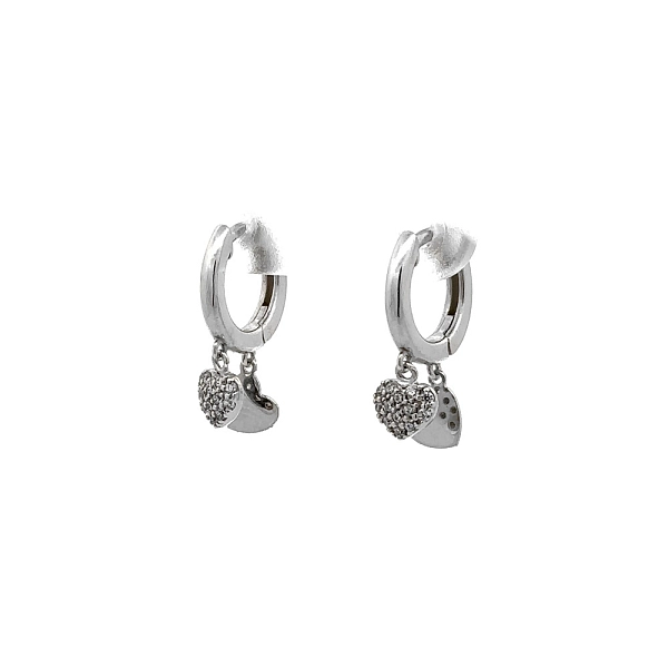 Vòng tai tròn với đá zircon trắng vàng