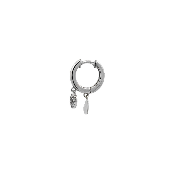 Vòng tai tròn với đá zircon trắng vàng