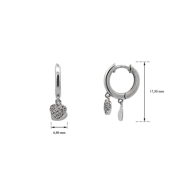 Vòng tai tròn với đá zircon trắng vàng