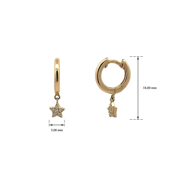 Vòng tai vàng hình sao biển đính đá zircon