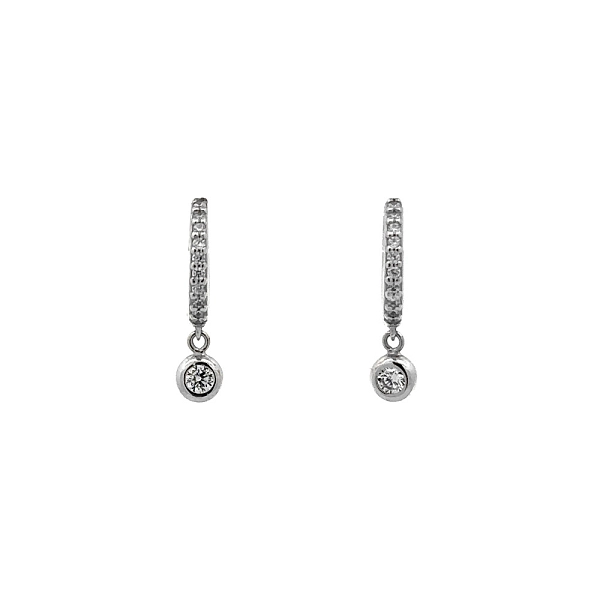 Khuyên tai bằng vàng trắng đính đá zircon trắng