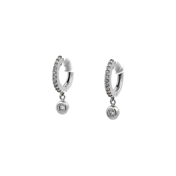 Khuyên tai bằng vàng trắng đính đá zircon trắng