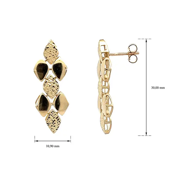 Vòng tai vàng đính đá lủng lẳng