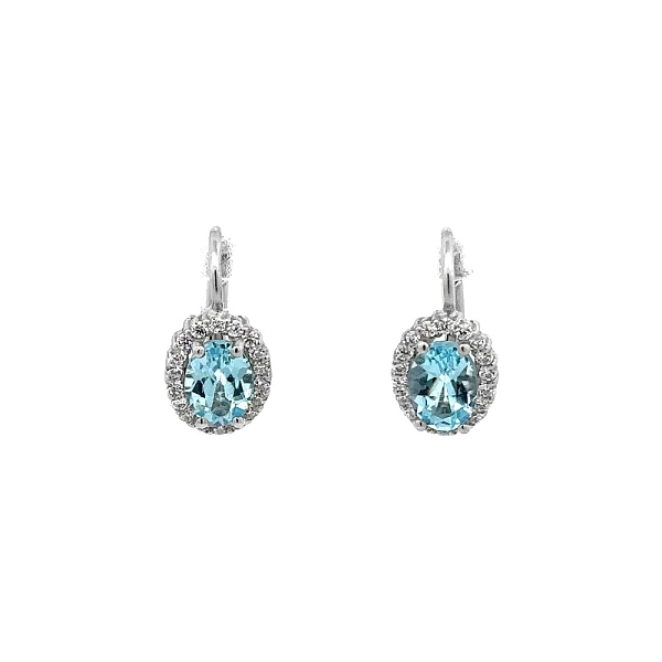 Vòng tai vàng trắng đính đá topaz