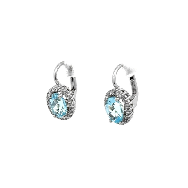 Vòng tai vàng trắng đính đá topaz