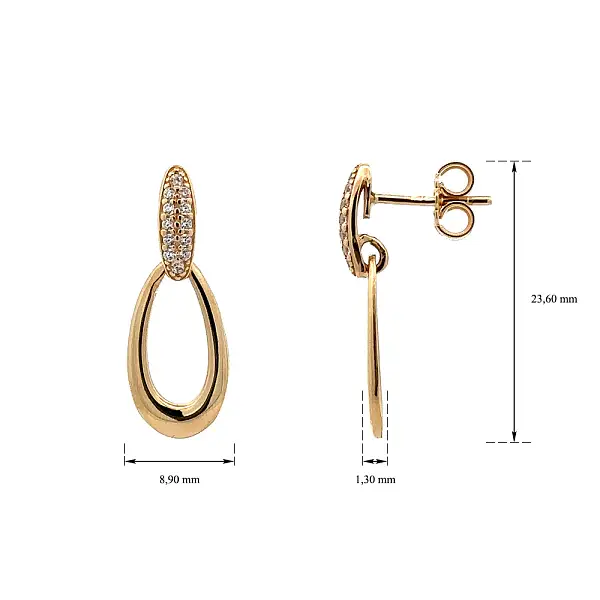 Vòng tai vàng đính đá zircon