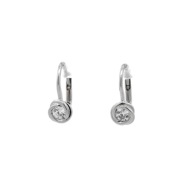 Khuyên tai bằng vàng trắng đính đá zircon trắng