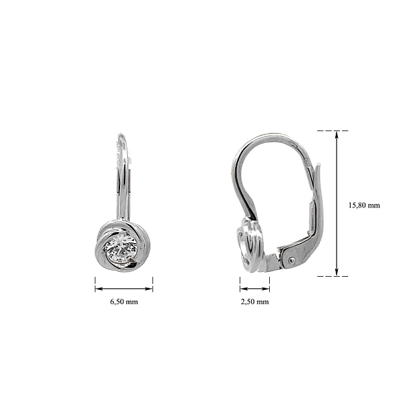 Khuyên tai bằng vàng trắng đính đá zircon trắng