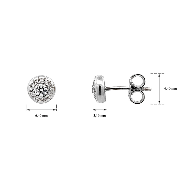 Khuyên tai bằng vàng trắng đính đá zircon trắng