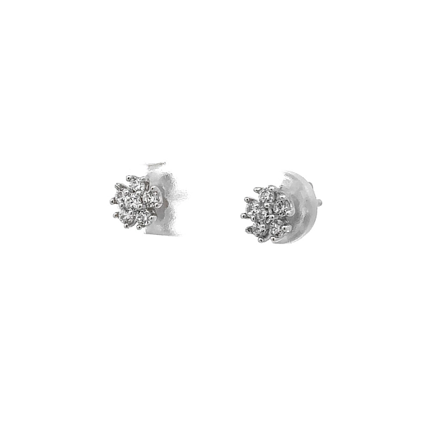 Khuyên tai bằng vàng trắng đính đá zircon trắng
