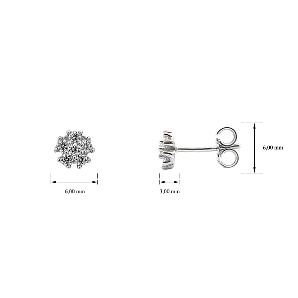 Khuyên tai bằng vàng trắng đính đá zircon trắng