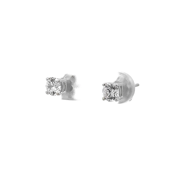 Khuyên tai bằng vàng trắng đính đá zircon trắng