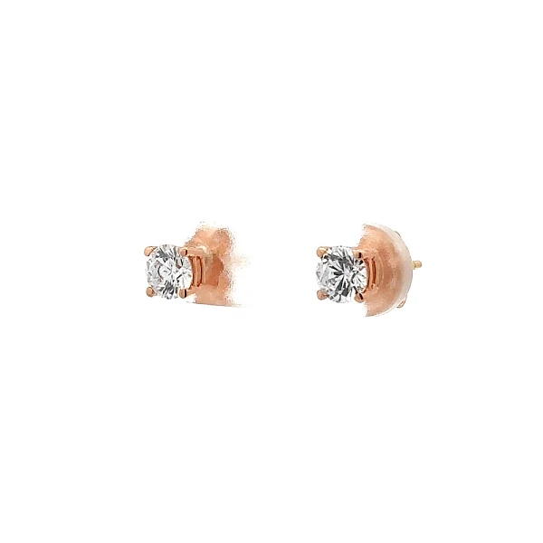 Khuyên tai đính đá zircon trong vàng hồng