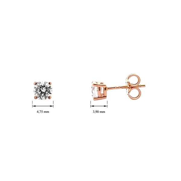 Khuyên tai đính đá zircon trong vàng hồng