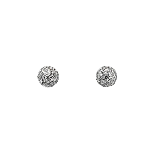 Khuyên tai bằng vàng trắng đính đá zircon trắng
