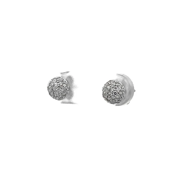 Khuyên tai bằng vàng trắng đính đá zircon trắng