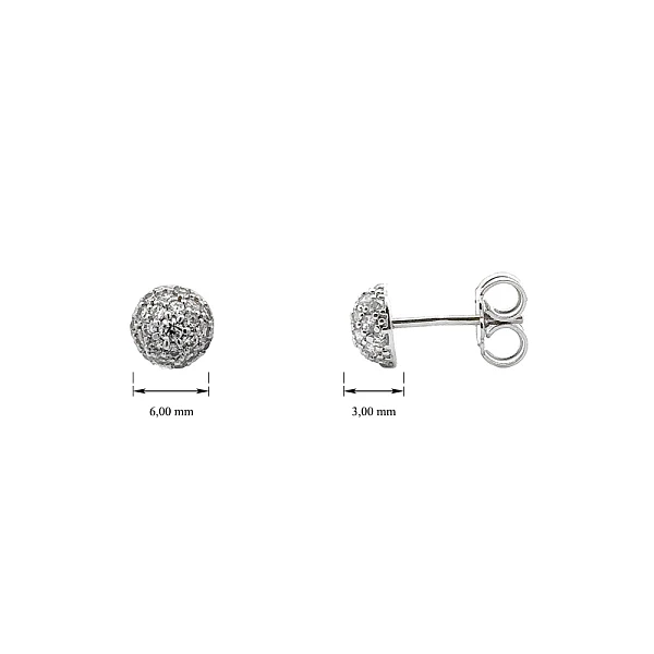 Khuyên tai bằng vàng trắng đính đá zircon trắng