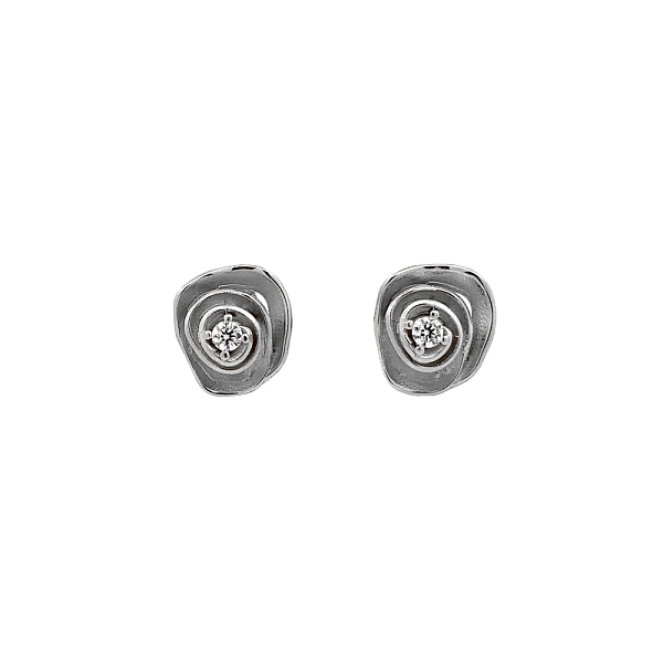 Khuyên tai bằng vàng trắng đính đá zircon trắng
