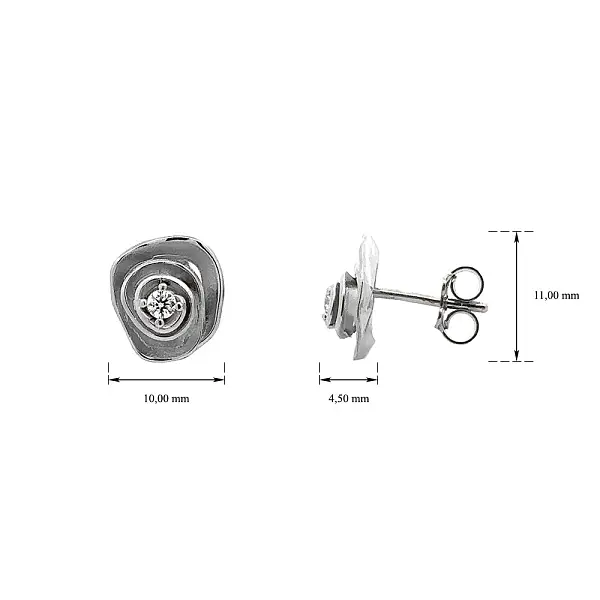Khuyên tai bằng vàng trắng đính đá zircon trắng