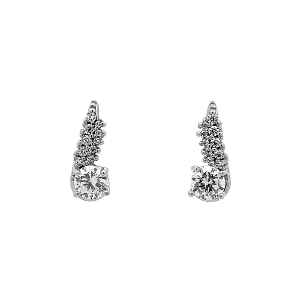 Khuyên tai bằng vàng trắng đính đá zircon trắng