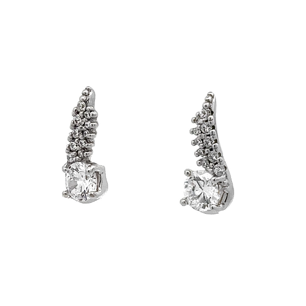 Khuyên tai bằng vàng trắng đính đá zircon trắng
