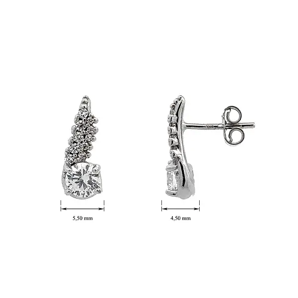 Khuyên tai bằng vàng trắng đính đá zircon trắng