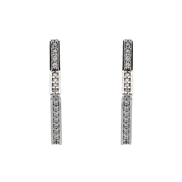 Khuyên tai bằng vàng trắng đính đá zircon trắng