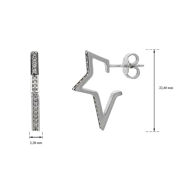Khuyên tai bằng vàng trắng đính đá zircon trắng
