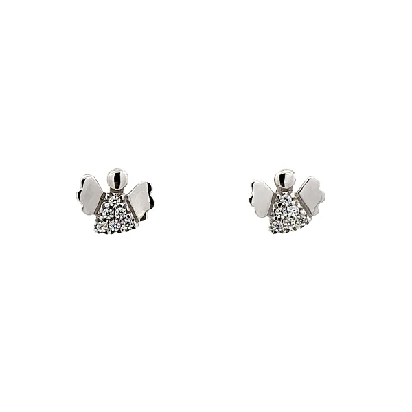 Bông tai thiên thần với đá zircon trắng vàng