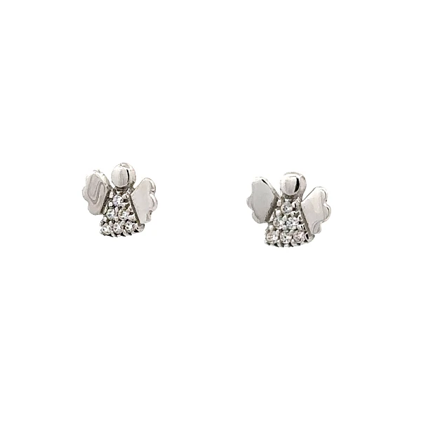Bông tai thiên thần với đá zircon trắng vàng