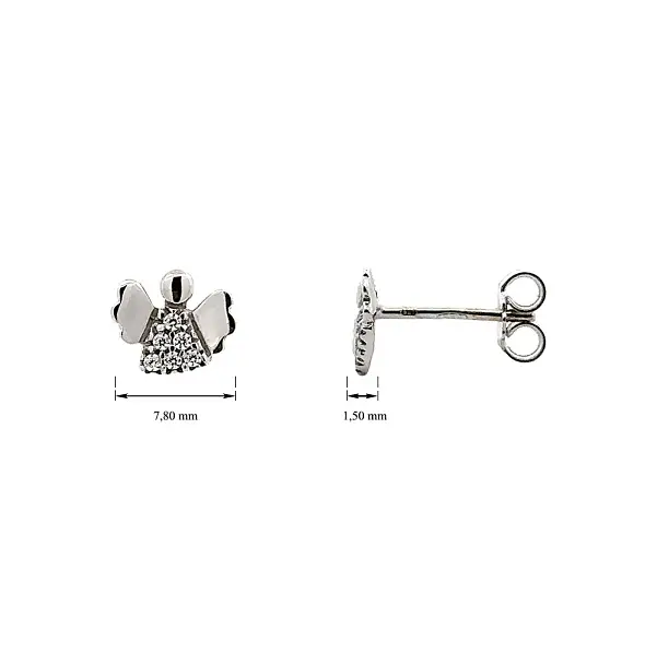 Bông tai thiên thần với đá zircon trắng vàng