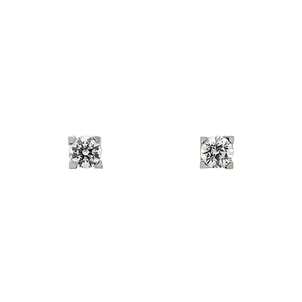 Khuyên tai bằng vàng trắng đính đá zircon trắng