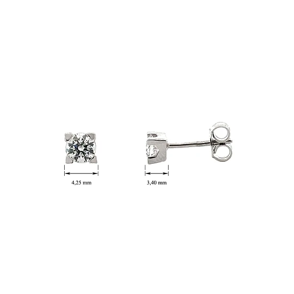 Khuyên tai bằng vàng trắng đính đá zircon trắng