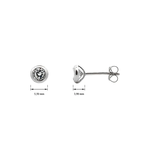 Khuyên tai bằng vàng trắng đính đá zircon trắng
