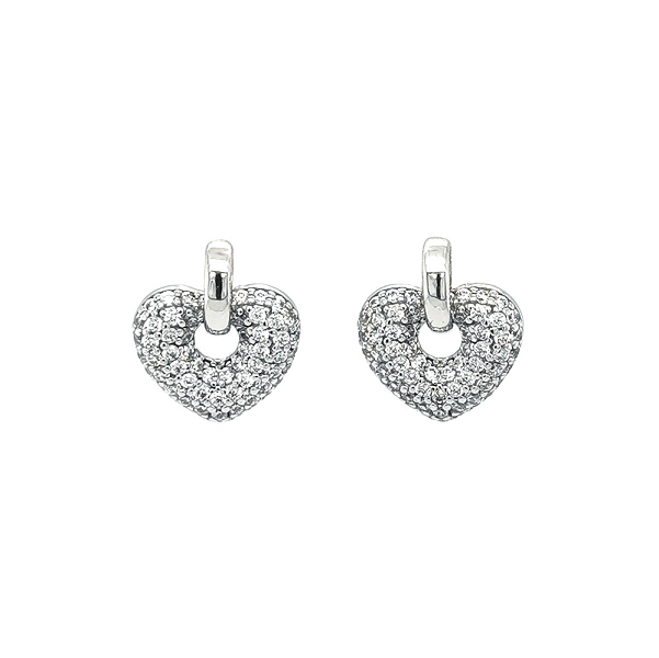 Bông tai hình trái tim đính đá zircon trong vàng trắng