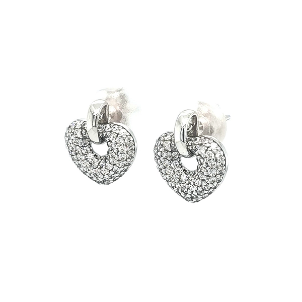 Bông tai hình trái tim đính đá zircon trong vàng trắng