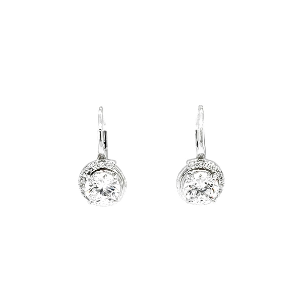 Khuyên tai bằng vàng trắng đính đá zircon trắng