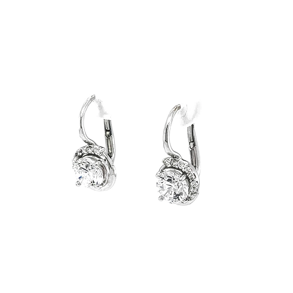 Khuyên tai bằng vàng trắng đính đá zircon trắng