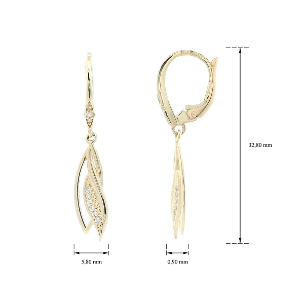 Vòng tai vàng với đá zircon lấp lánh trong thiết kế sang trọng