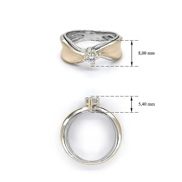 Nhẫn đính hôn với đá zircon làm từ vàng kết hợp