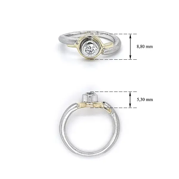 Nhẫn đính đá zircon làm từ vàng kết hợp
