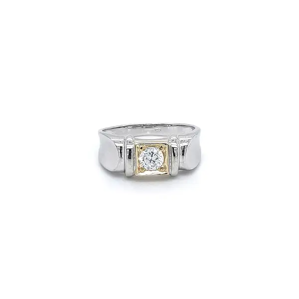 Nhẫn đính đá zircon làm từ vàng kết hợp