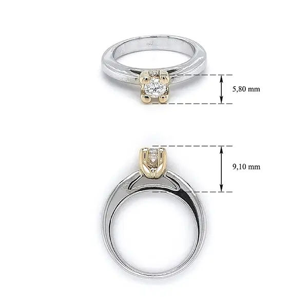 Nhẫn đính hôn với đá zircon làm từ vàng kết hợp
