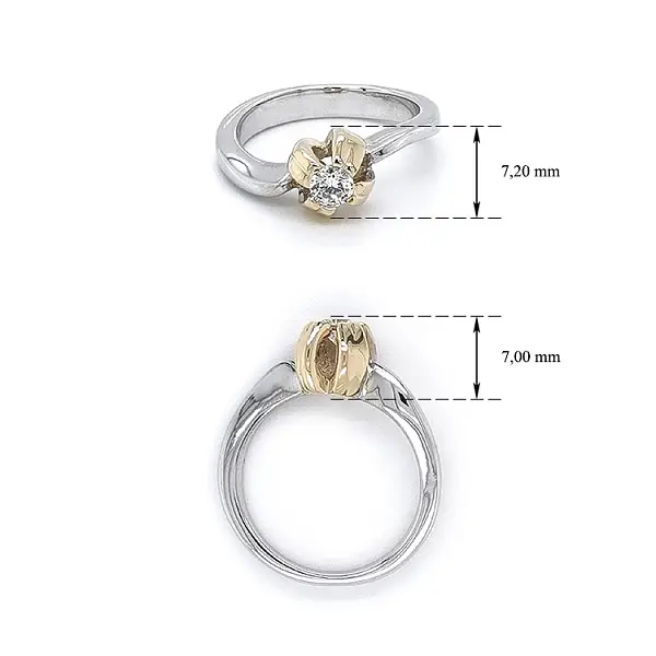 Nhẫn đính đá zircon làm từ vàng kết hợp