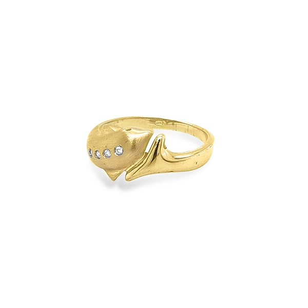 Nhẫn vàng hình cá heo đính đá zircon
