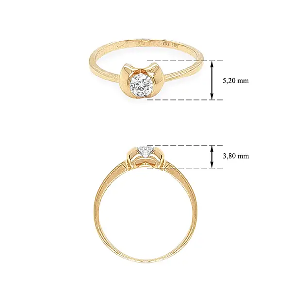 Nhẫn đính hôn bằng vàng với đá zircon