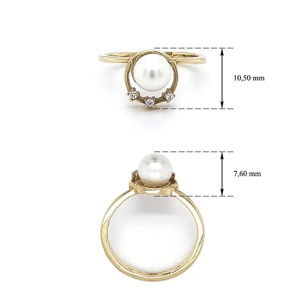 Nhẫn vàng đính ngọc trai và đá zircon